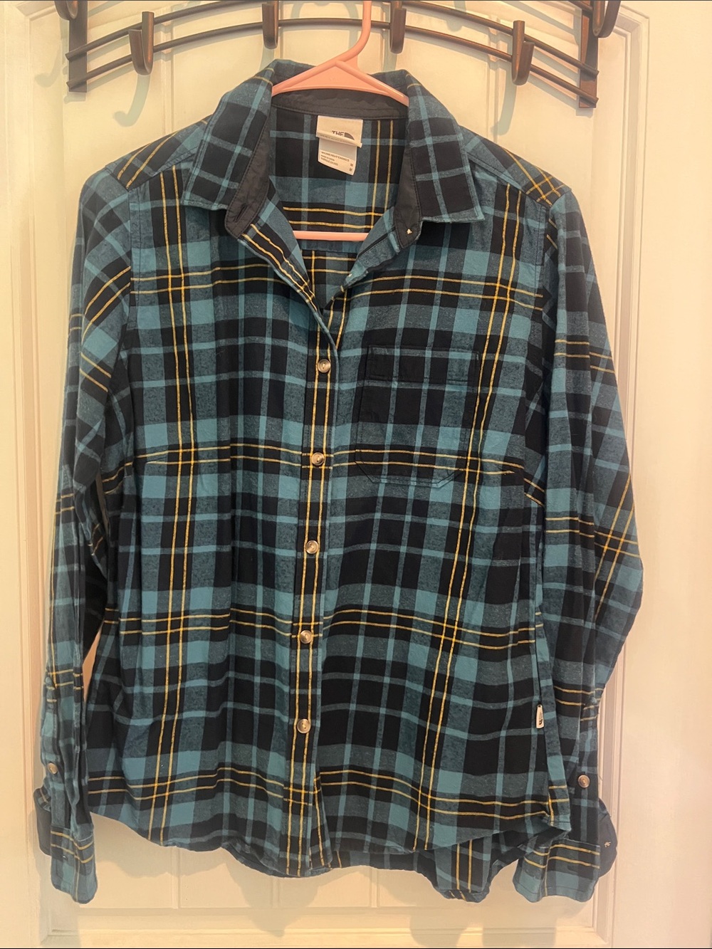 women’s Blue Plaid Button-Up Shirt